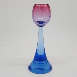 Salviati Murano Sommerso Italian Art Glass Candle Holder Pink & Blue 10" Tall
